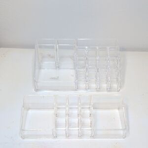Acrylic Makeup Organizer Set Clear Storage Cosmetic Holder Set Of 2
